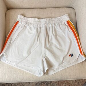 NWT Aviator Nation White Women's Shorts with Rainbow Stripes XXS/XS
